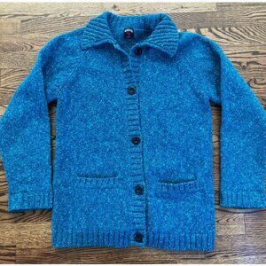 Piccadilly Vintage Chunky Blue Wool Blend Cardigan Grandpa Sweater Size Medium